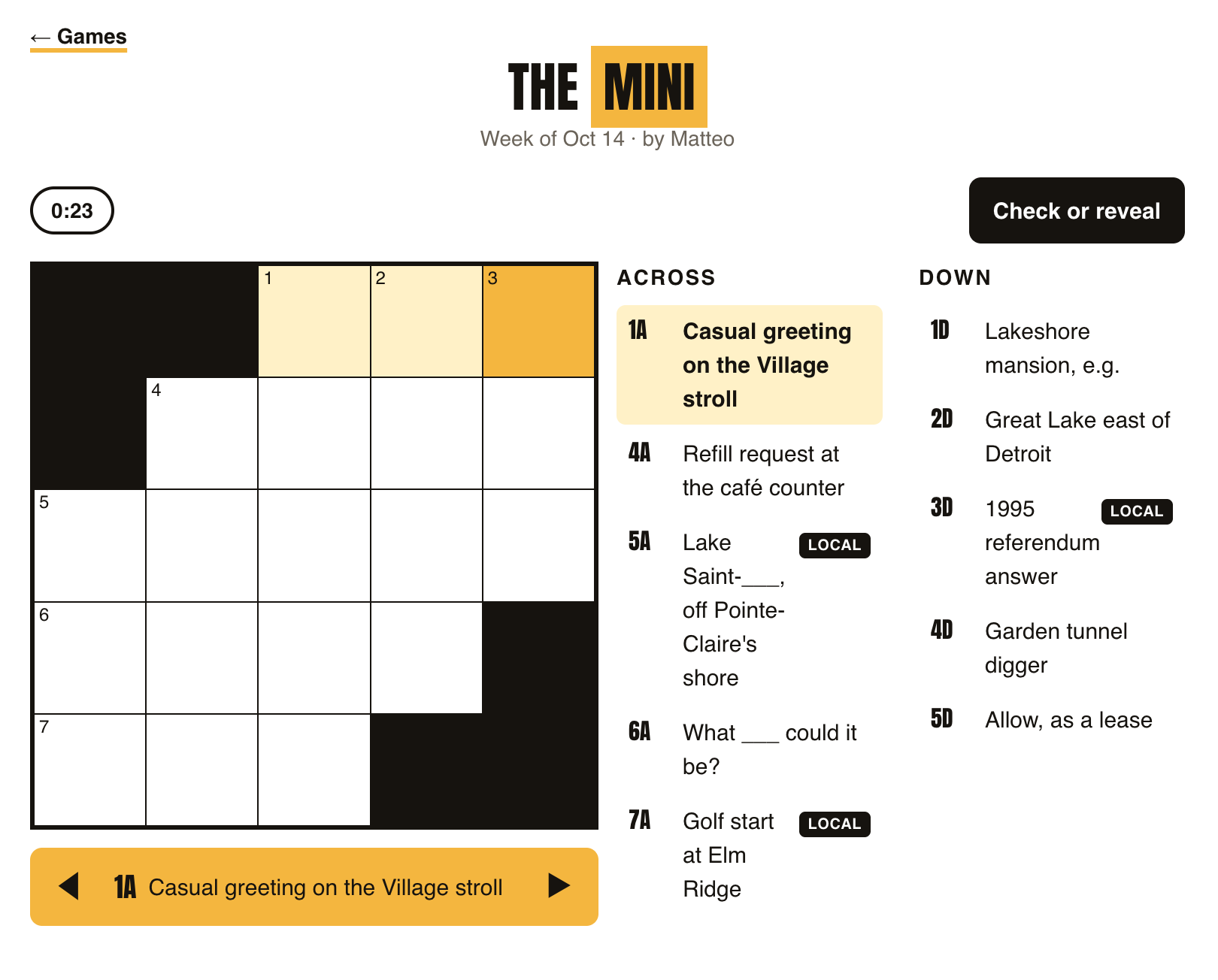 the mini game