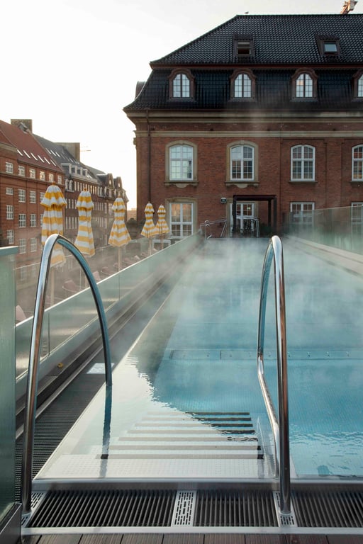 Villa Copenhagen rooftop pool beside the former central post office