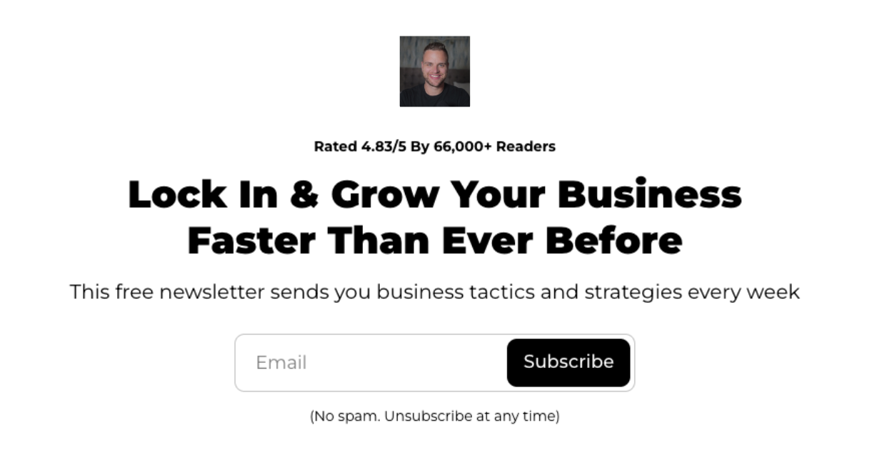 Matthew Larsen Newsletter signup page