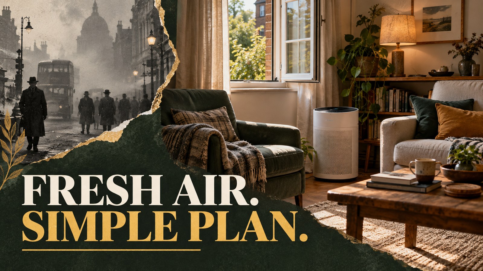 Illustrative documentary collage: FRESH AIR. SIMPLE PLAN.