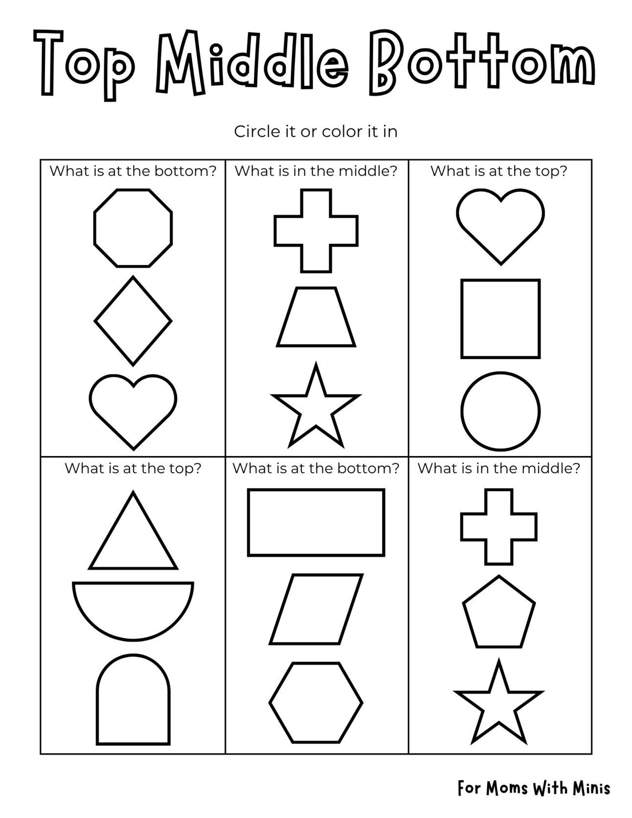 Top Middle Bottom Shapes
