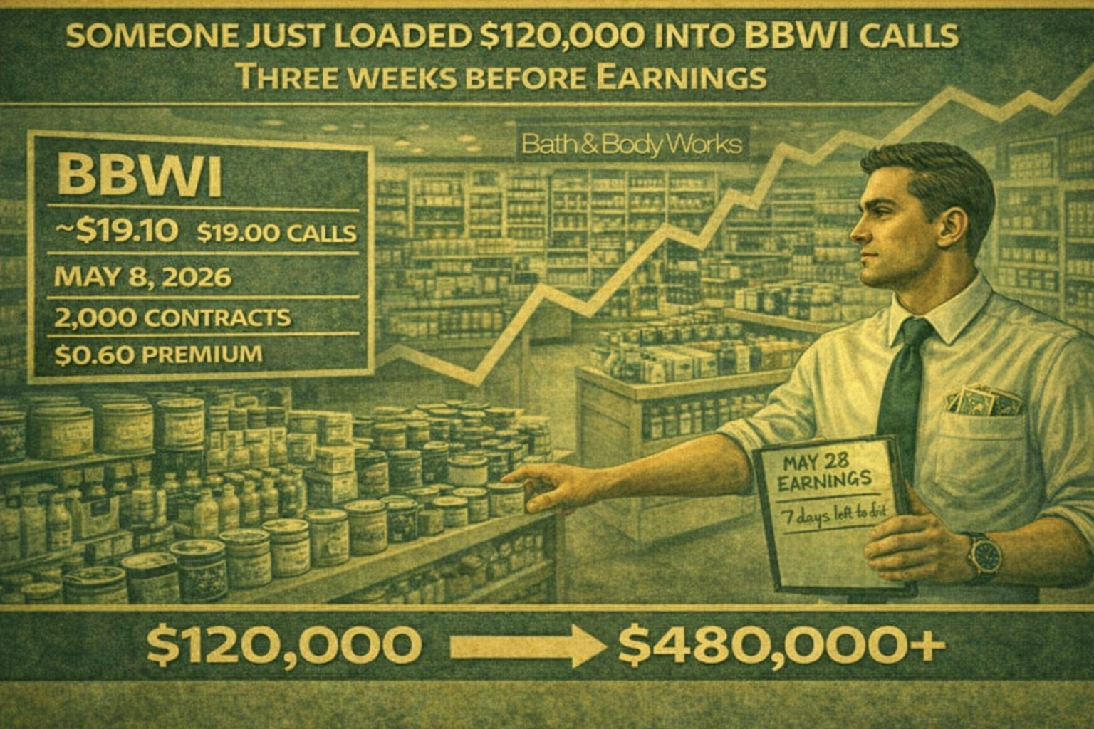 Someone Just Loaded $120,000 Into BBWI Calls Three Weeks Before Earnings