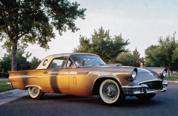 1957 Ford Thunderbird E-Code in Bronze over Colonial White