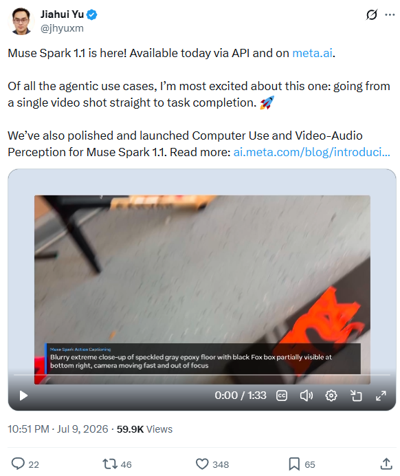 Meta post: Introducing Muse Spark 1.1