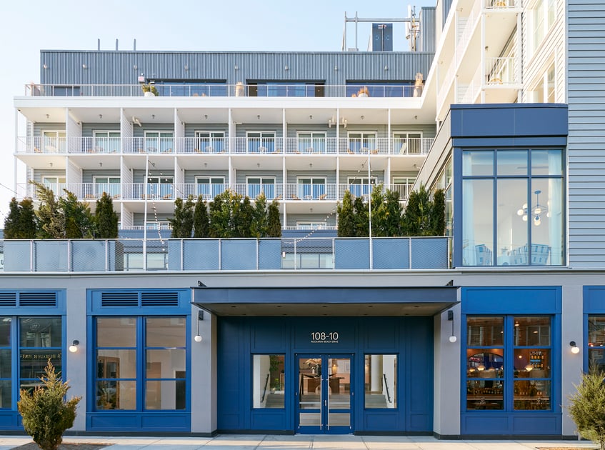 Exterior entrance and terraces at The Rockaway Hotel + Spa