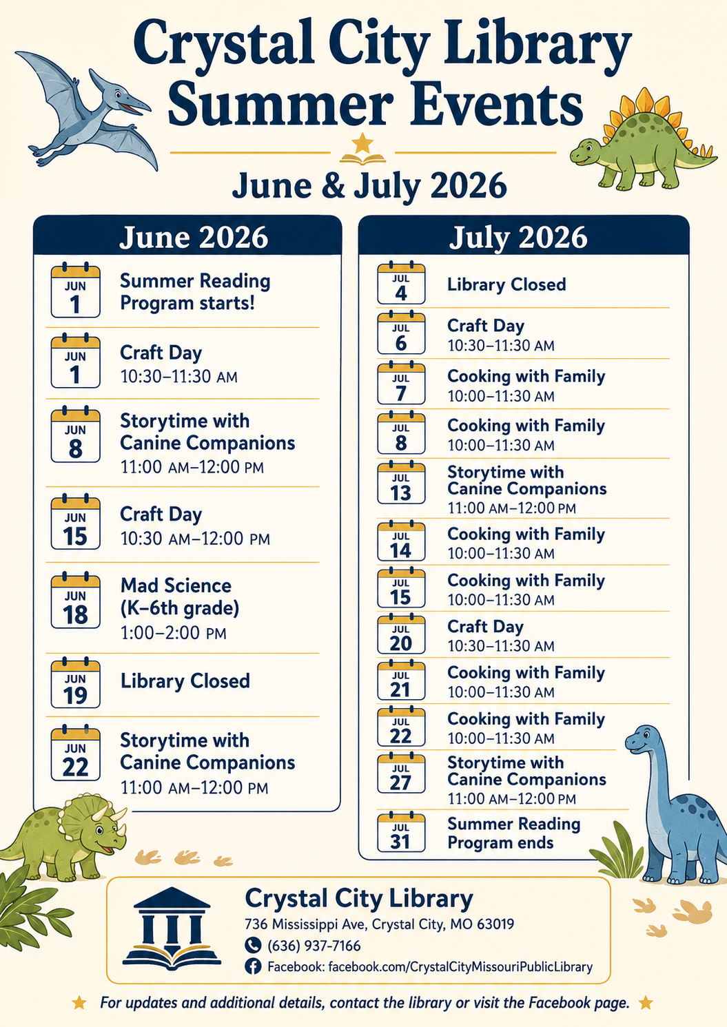 Crystal City Library Summer Events