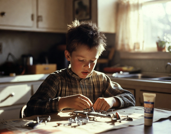Mike’s Model Plane at the Kitchen Table, 1966
