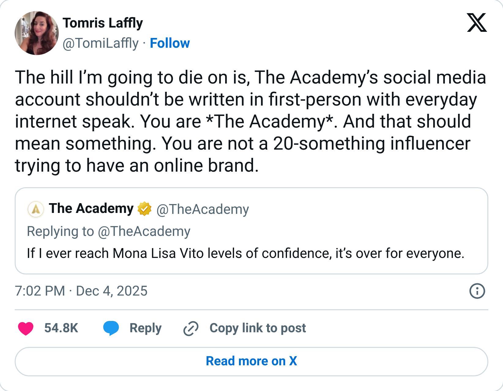 Tweet screenshot