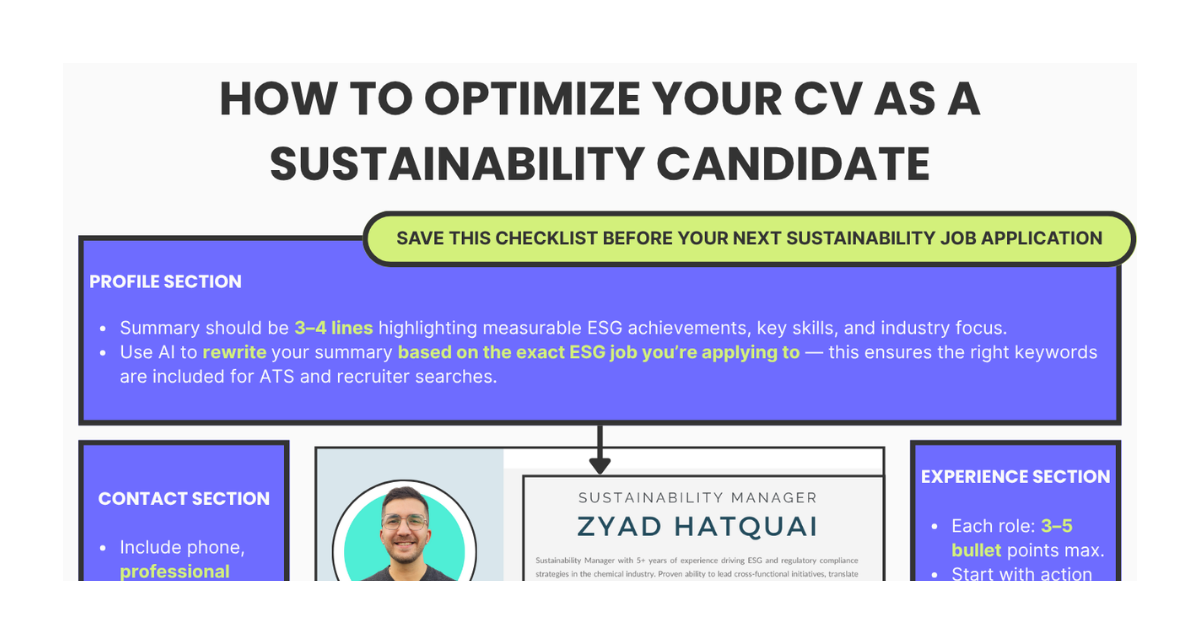 How to Optimize Your CV for Sustainability & ESG Roles — With AI ...