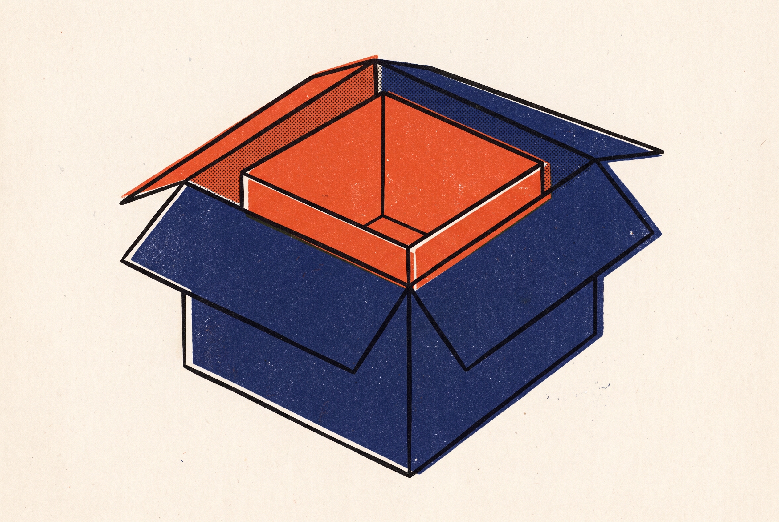 A small box nested inside a larger box, clearly contained