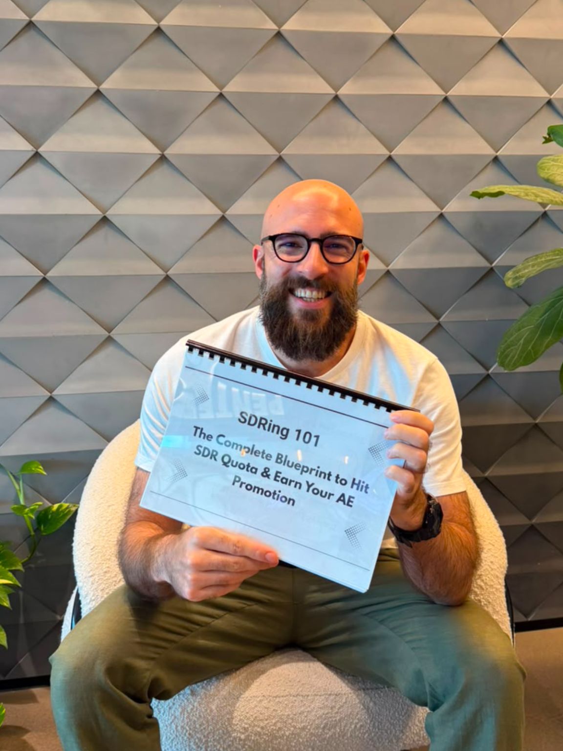 Tom Solo holding his printed copy of SDRing 101