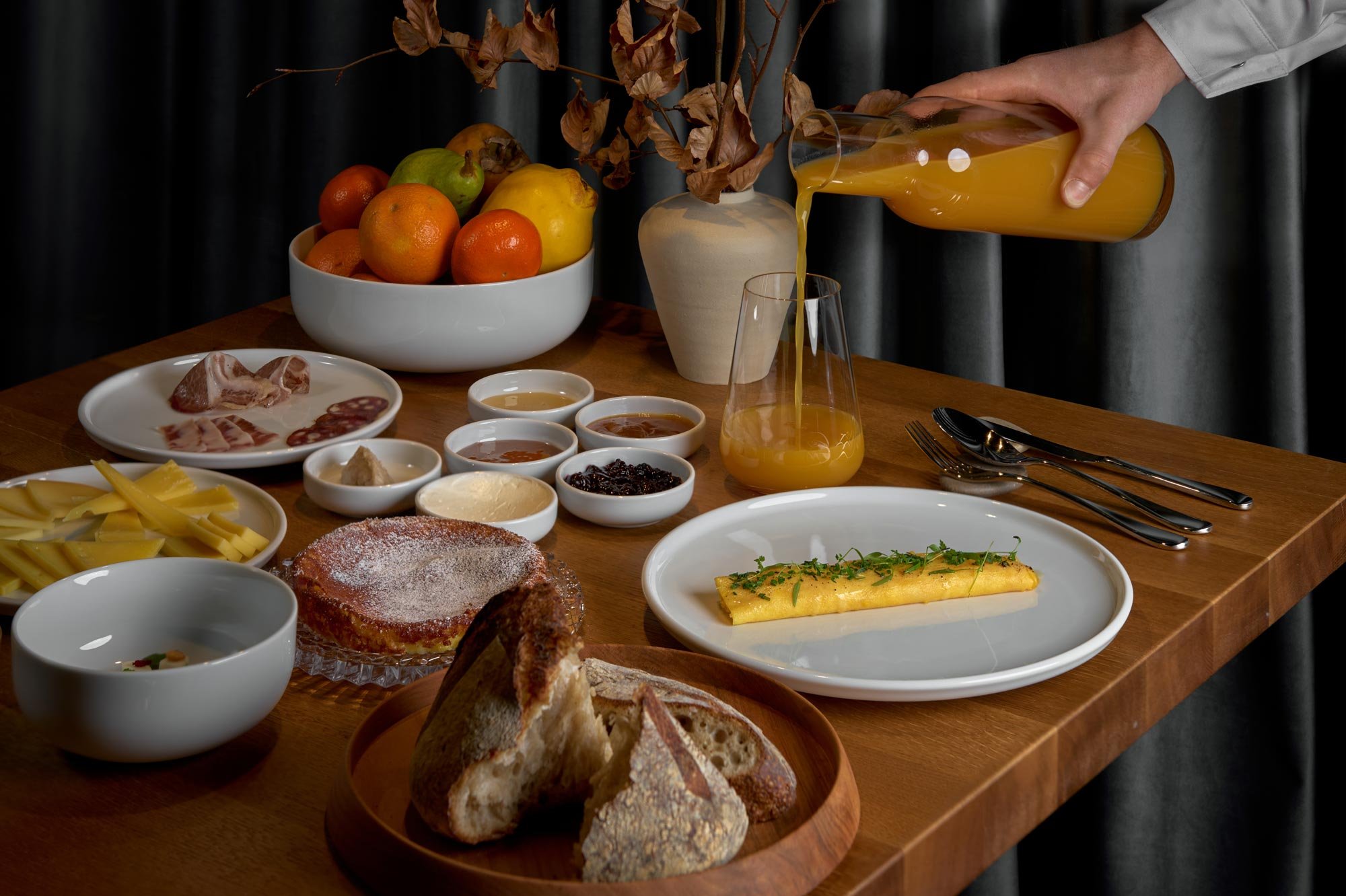 Breakfast spread at Milka