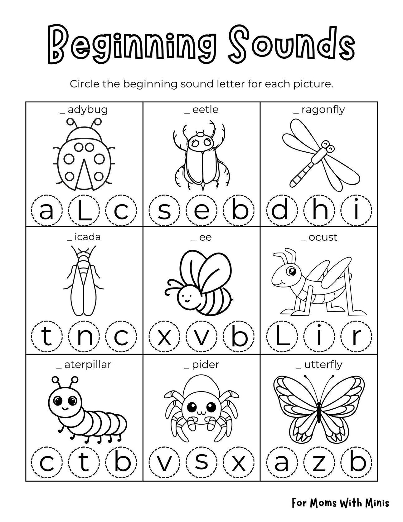 Bug Beginning Sounds