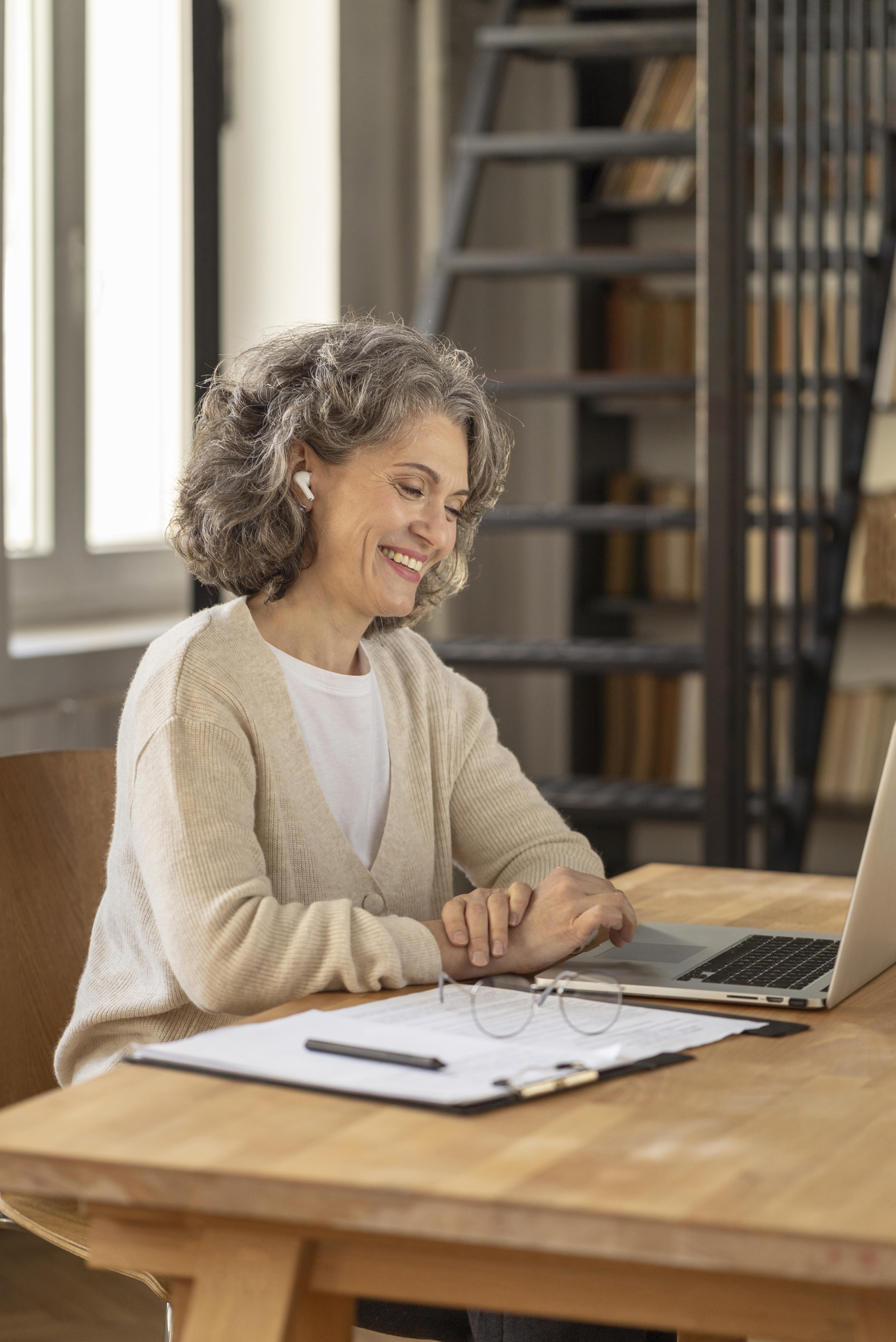 A reader at work on her own next chapter