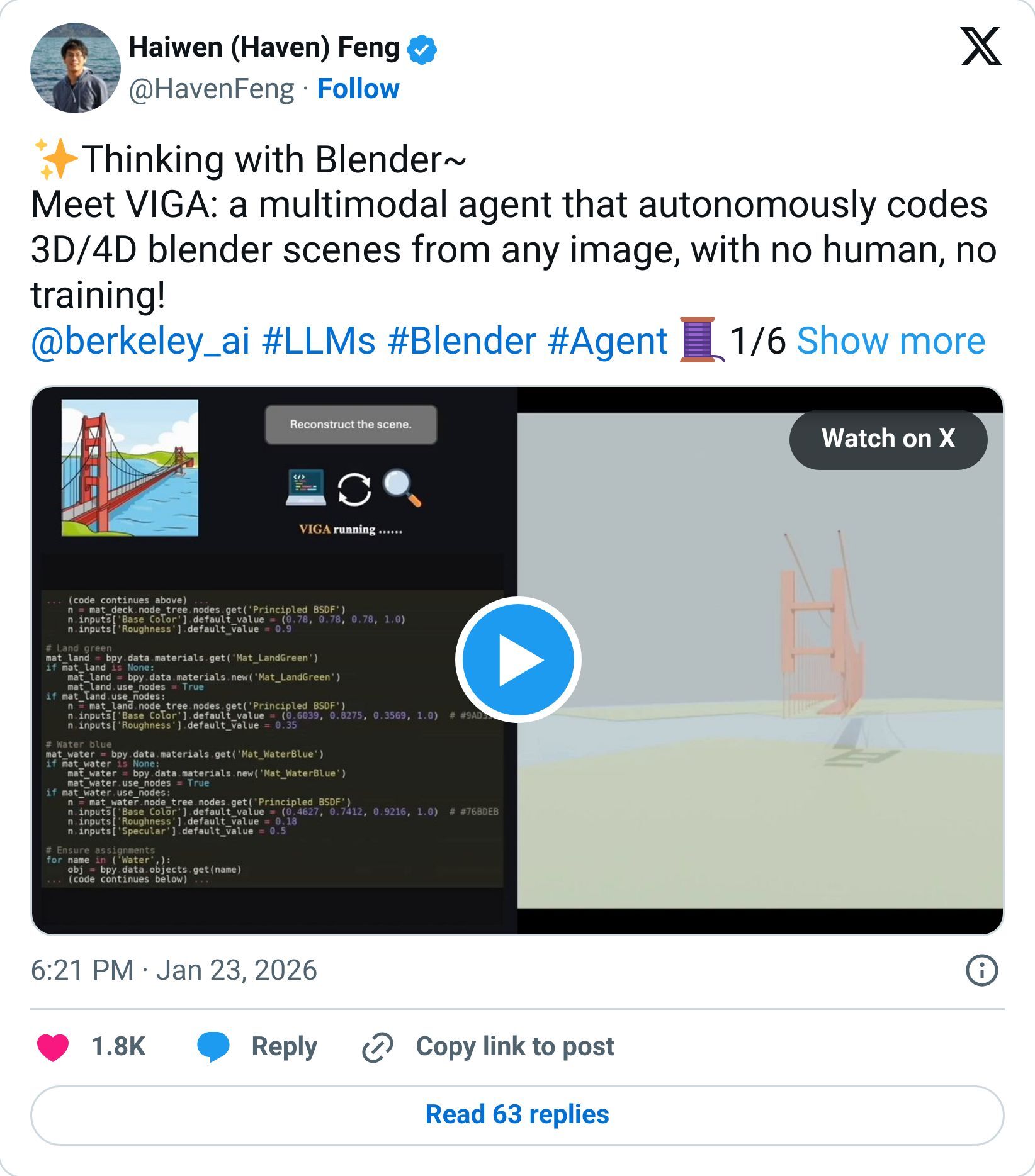 Blender AI workflow tweet