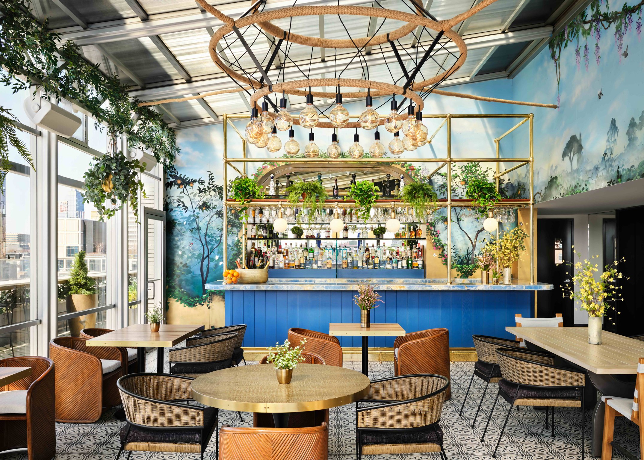Plant-filled rooftop bar at Gansevoort Meatpacking