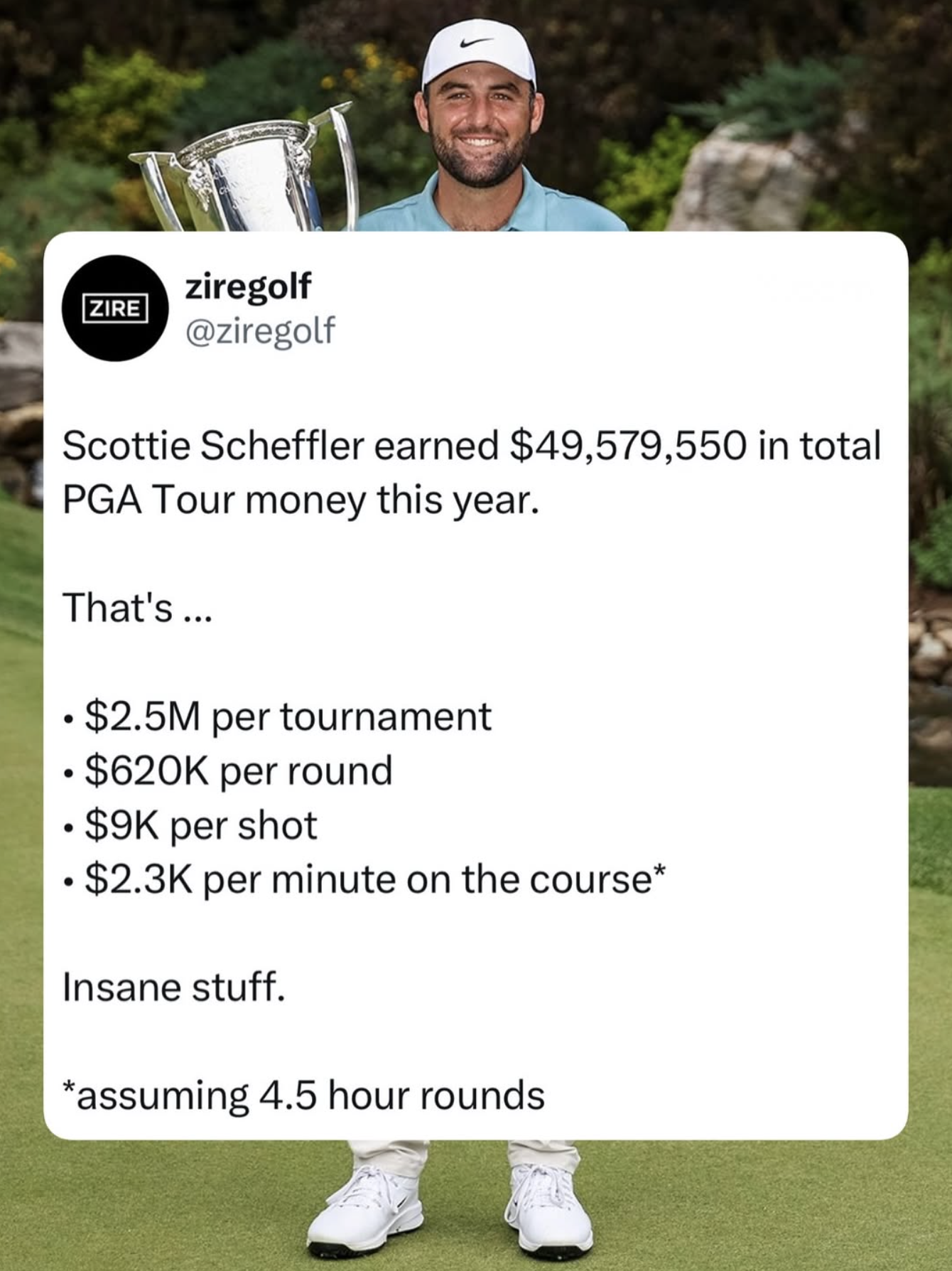 Scottie Scheffler earnings post
