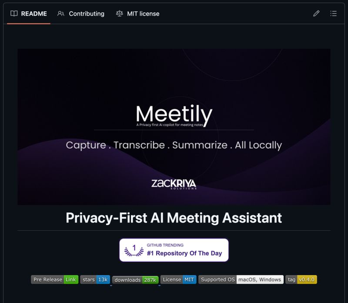 Meetily local AI meeting transcription
