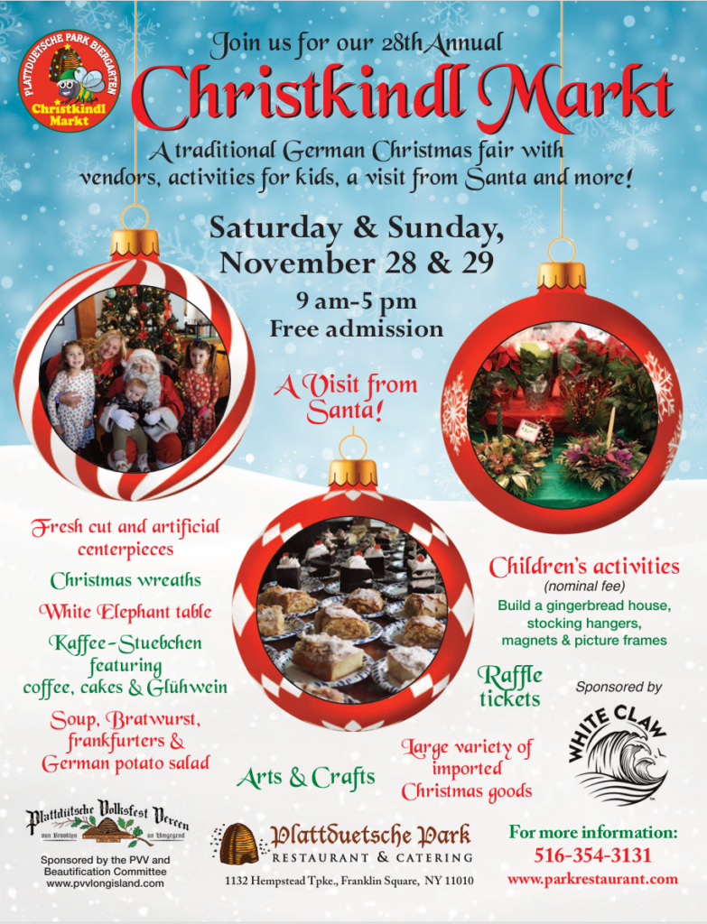 Official Plattduetsche Park Christkindl Markt flyer.