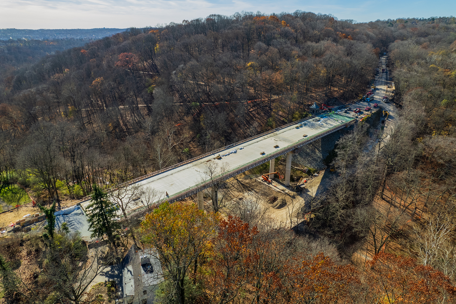 The rebuilt Fern Hollow Bridge, Forbes Avenue, Pittsburgh