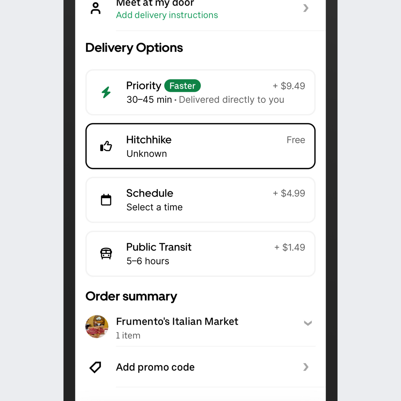 Uber Eats alternative delivery methods