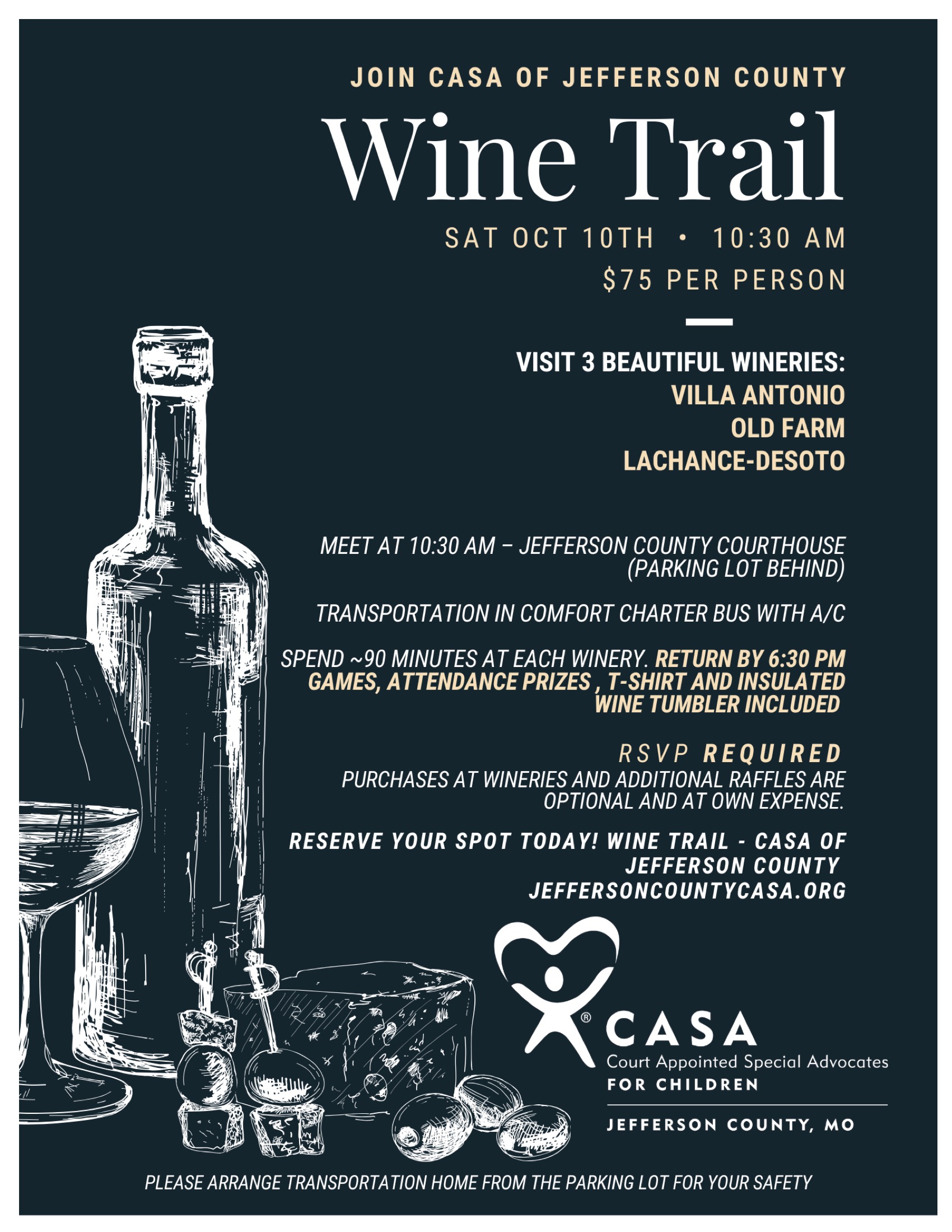 2026 CASA of Jefferson County Wine Trail event flyer
