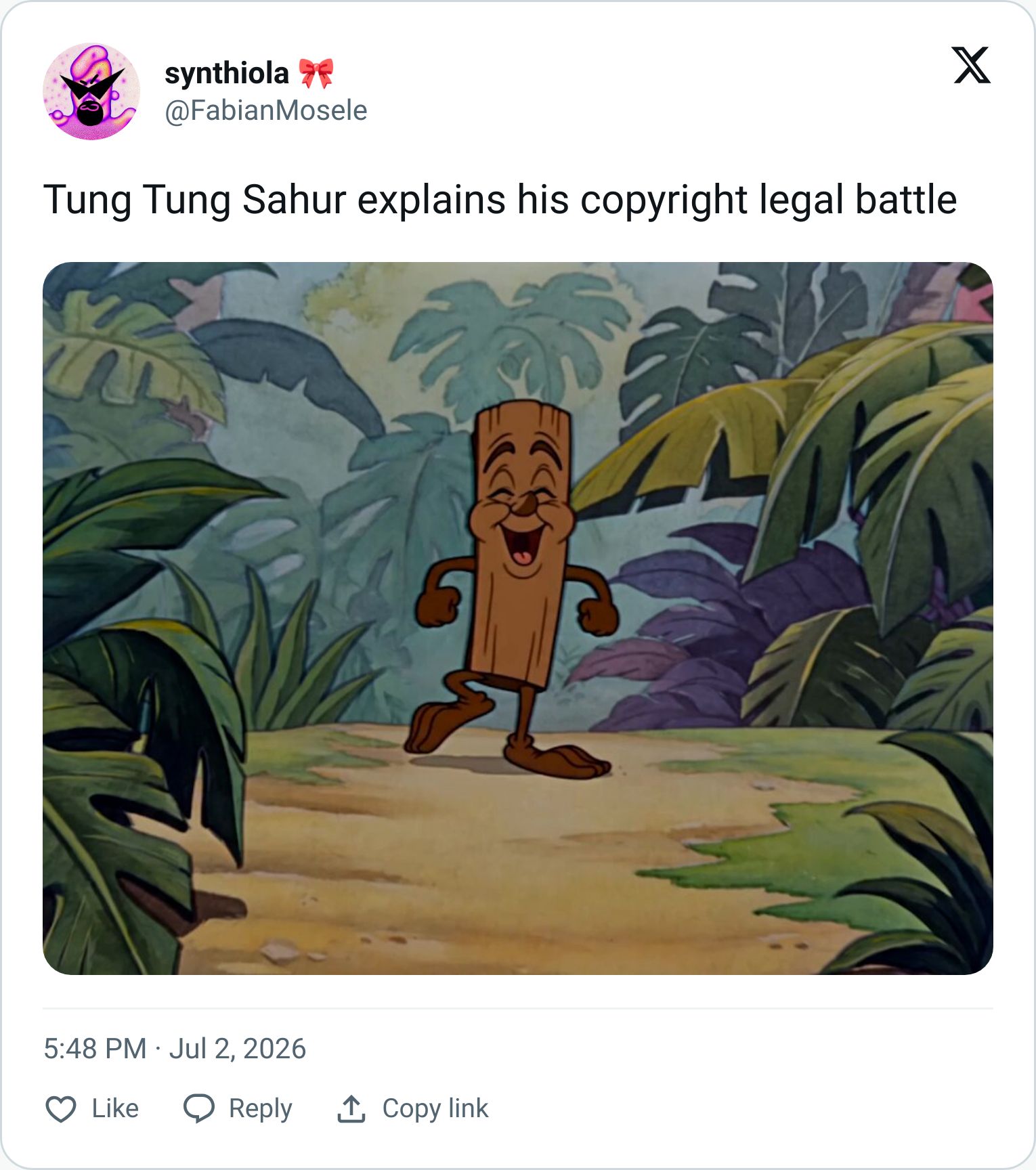 Fabian Mosele tweet with a cartoon explainer about AI brainrot IP