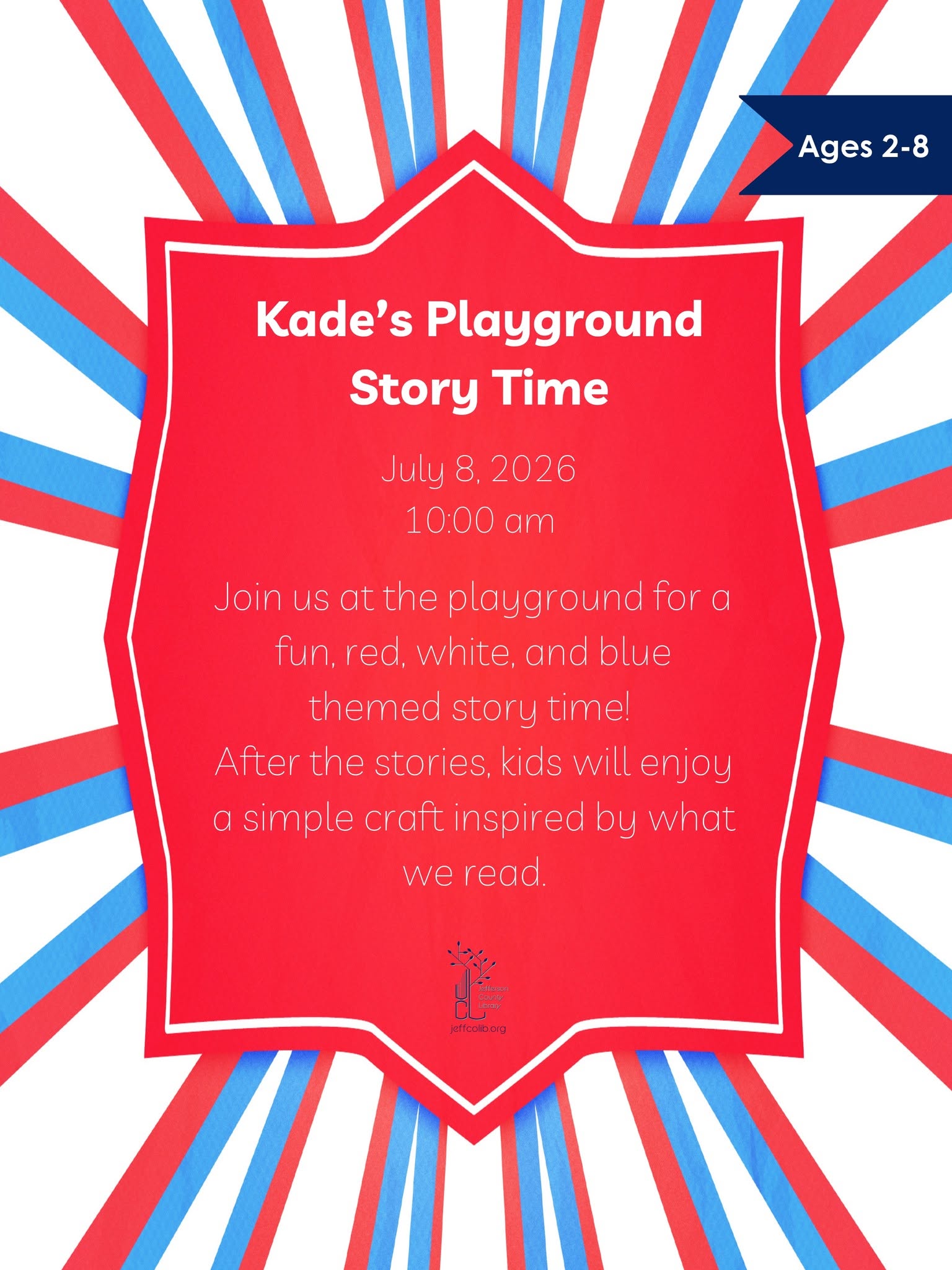 Story Time at Kade’s Playground July 8th