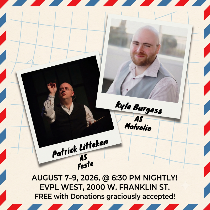 Patrick Litteken as Feste and Kyle Burgess as Malvolio in Twelfth Night