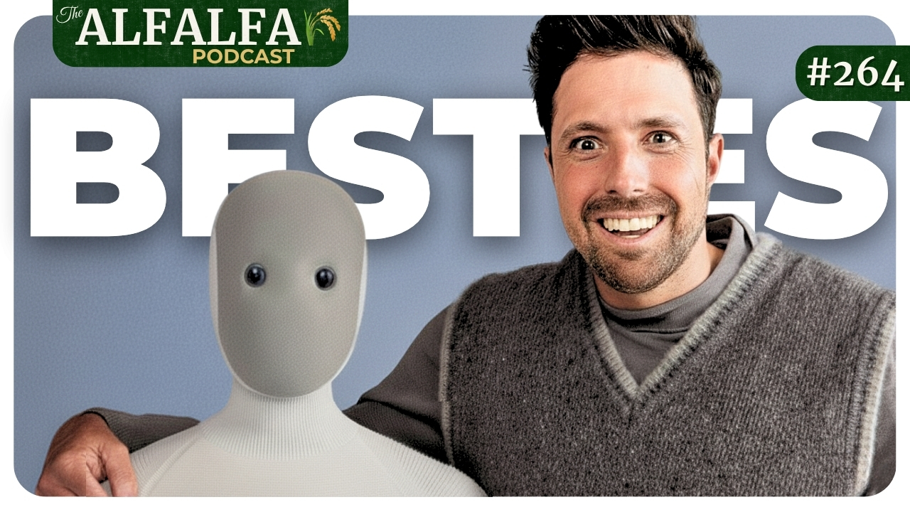 Alfalfa Podcast header image for episode on AI death cults, trading meltdowns, and burnout.