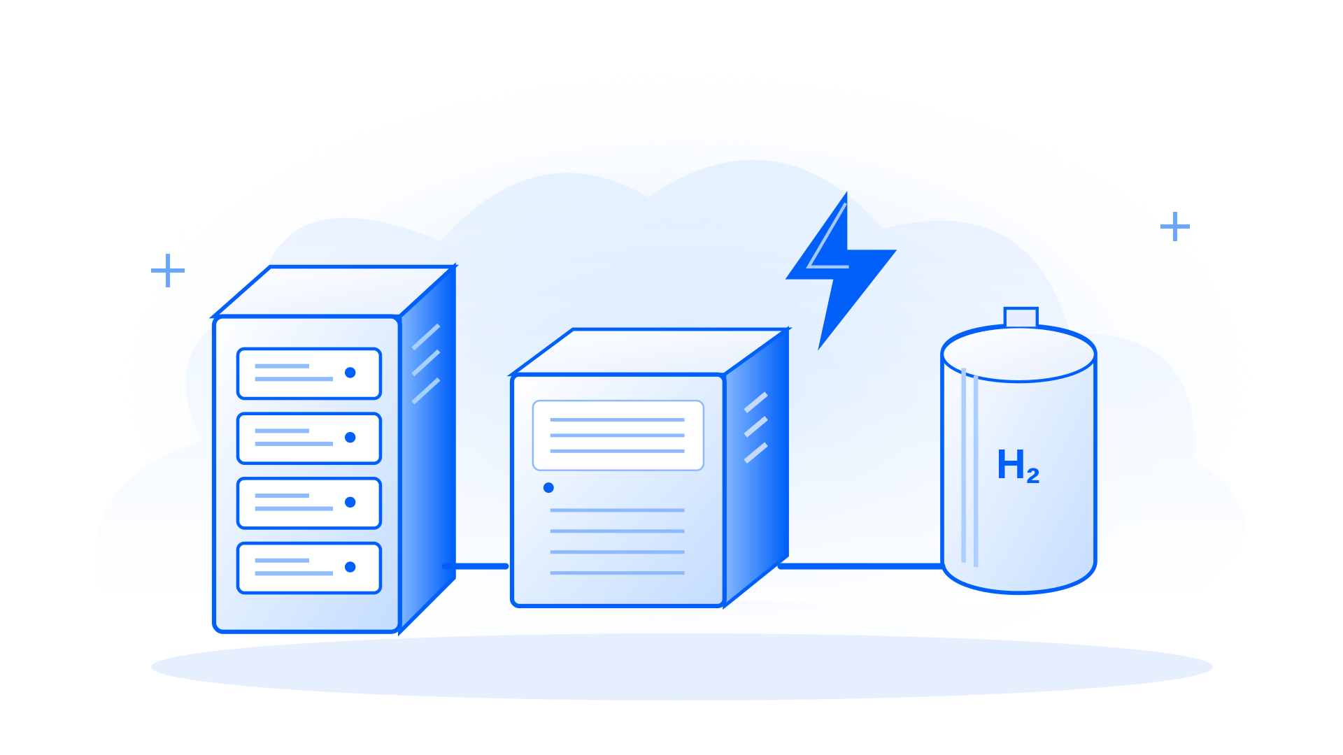 Conceptual blue-line illustration supporting HYDROGEN MAY FINALLY HAVE FOUND THE RIGHT PROBLEM.