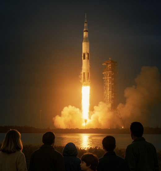 Apollo 17 Lights Up the Night Sky