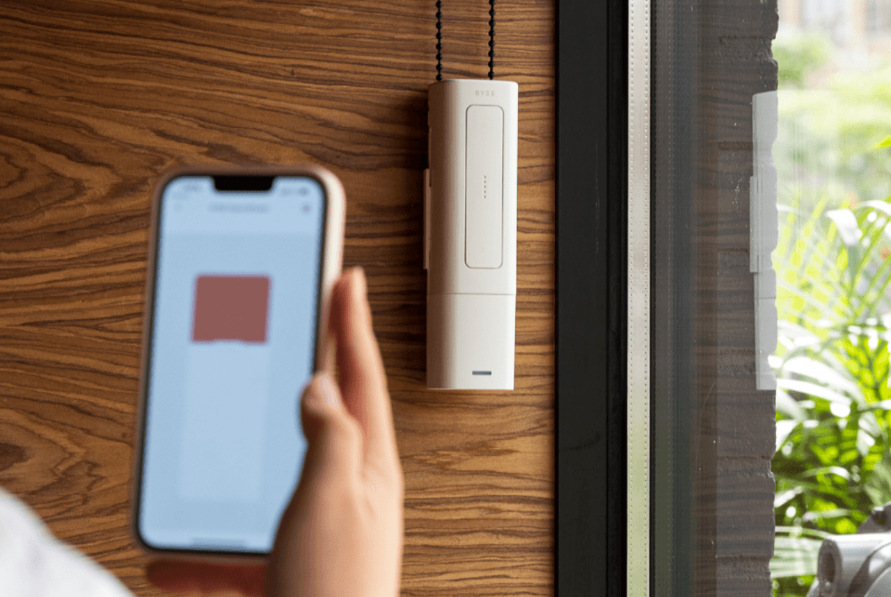 RYSE SmartShade controlling natural light from a phone