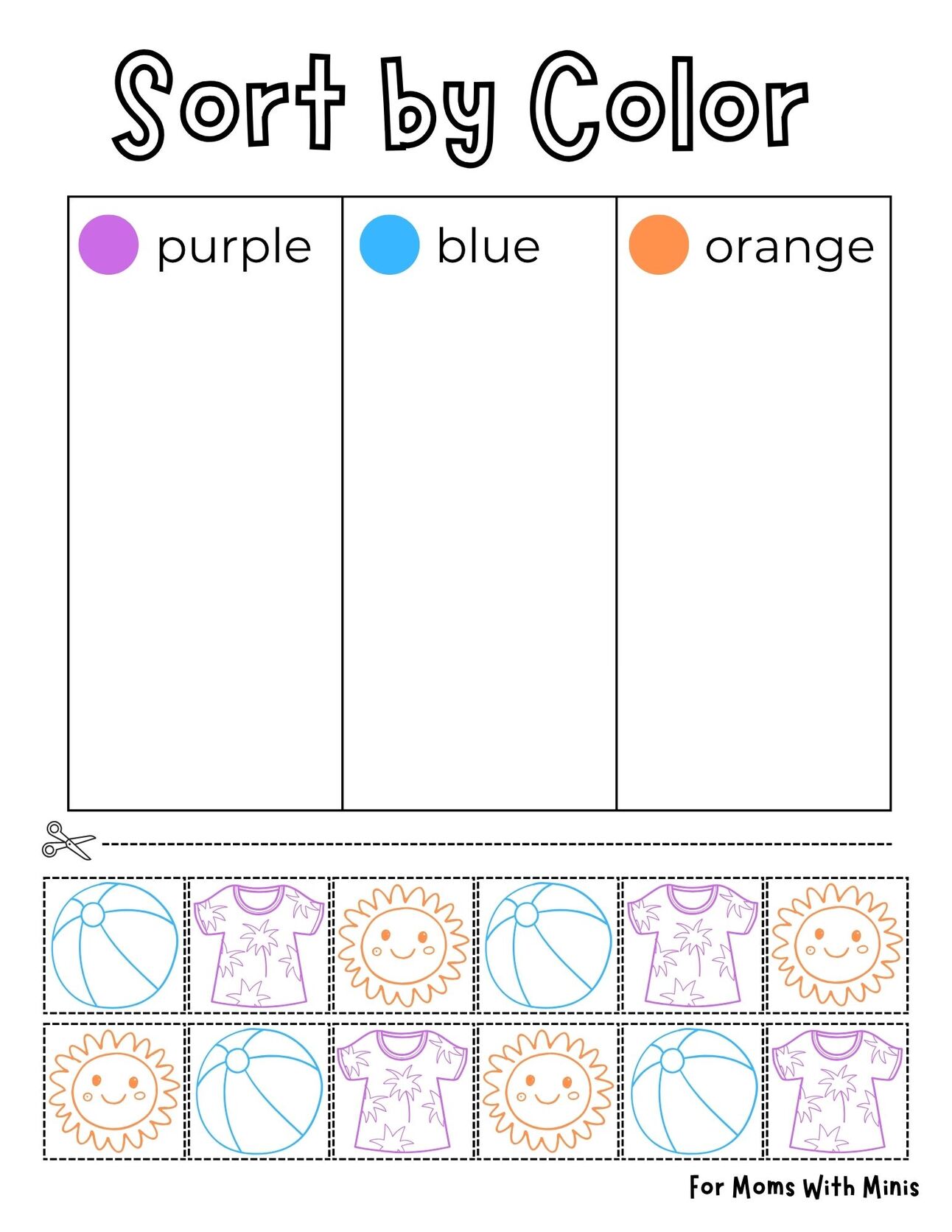 Summer Activity Sort Free Summer Sort By Color