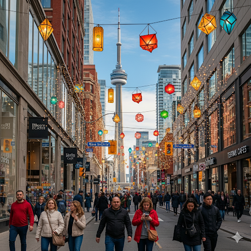Toronto street decorated for Diwali