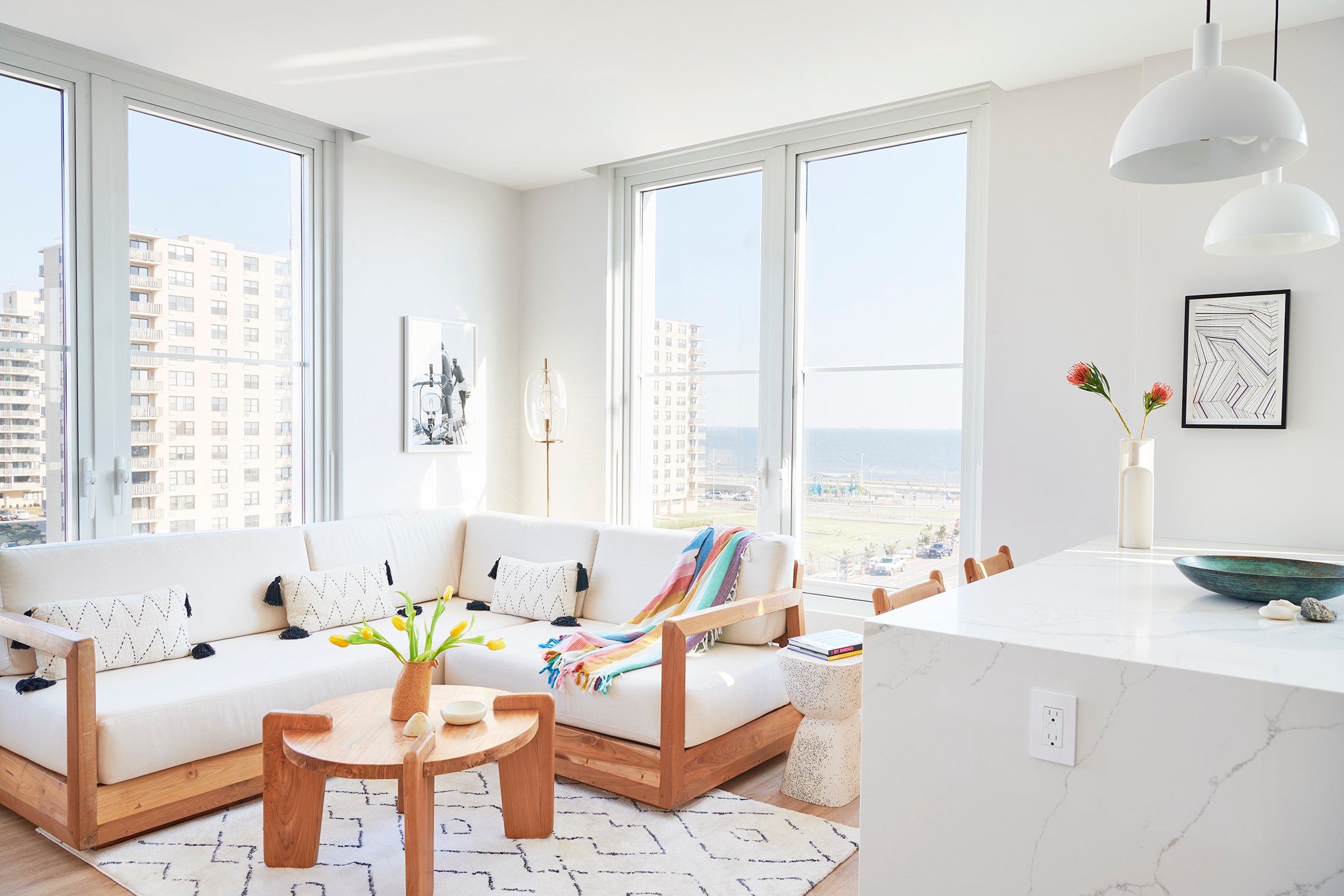 Bright living area overlooking the ocean at The Rockaway Hotel + Spa