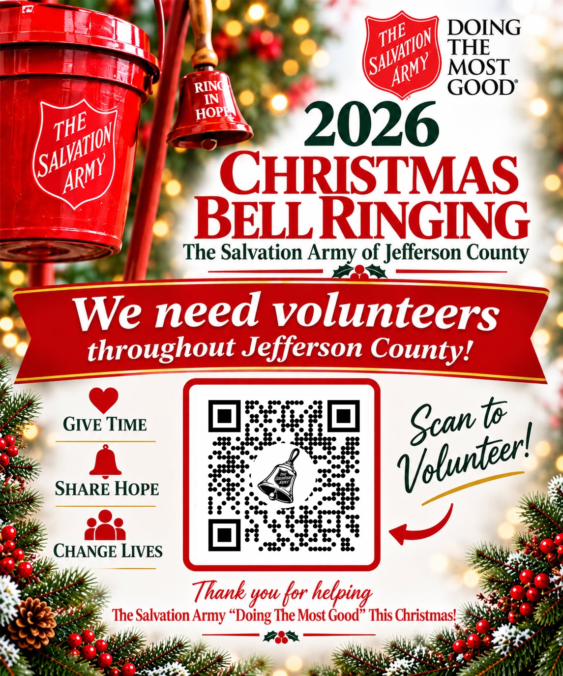 The Salvation Army Jefferson County Red Kettle Bell Ringing Volunteer Sign Up