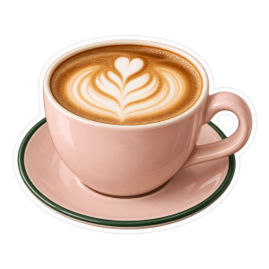 Pink latte cup with heart detail