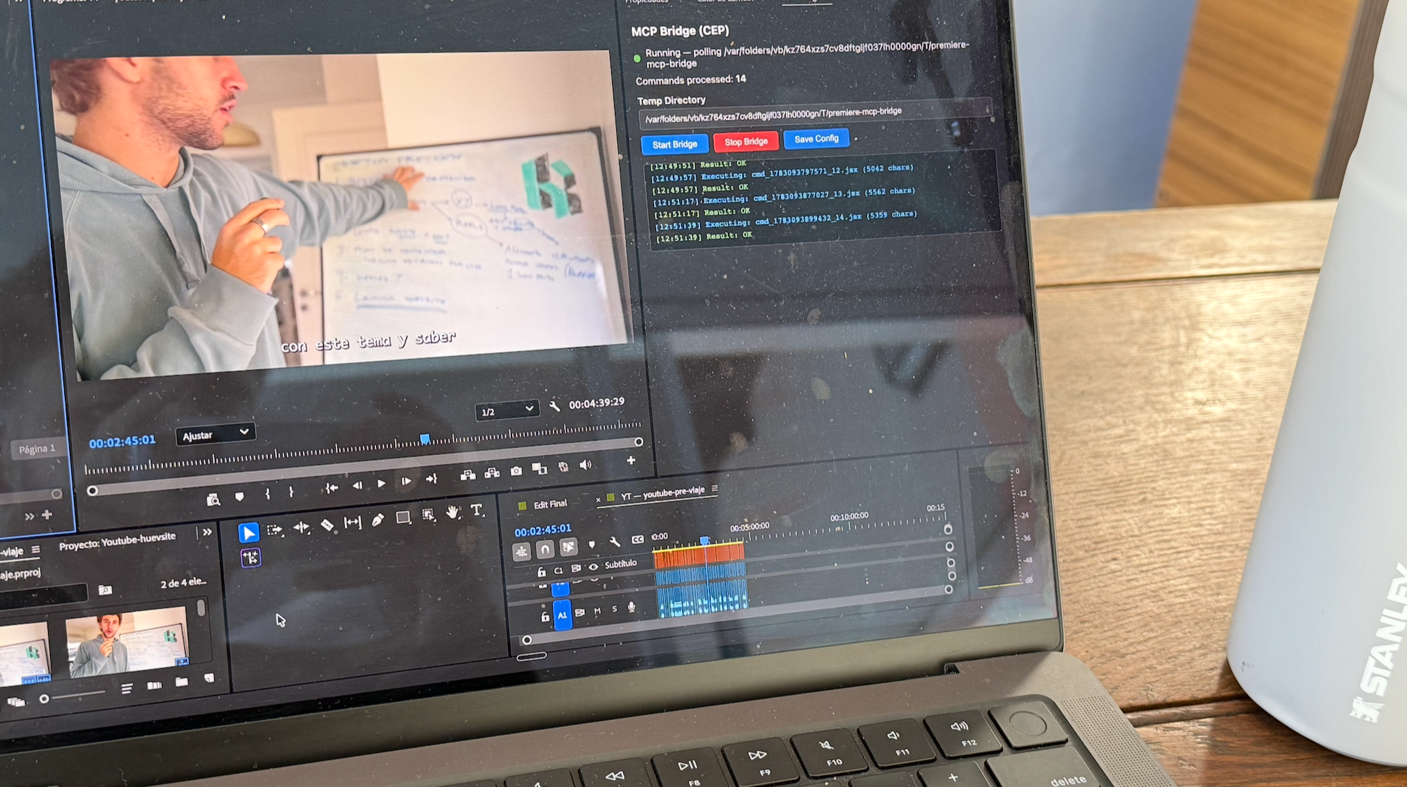 Editando el próximo video de YouTube: Premiere corre los comandos de la fábrica solo