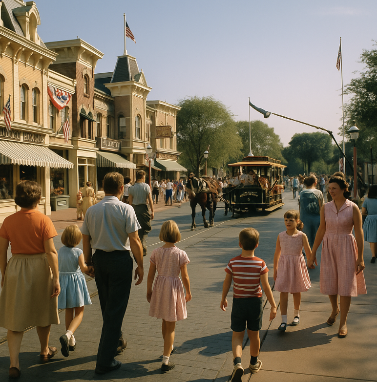 Families on Main Street U.S.A., Disneyland, 1963