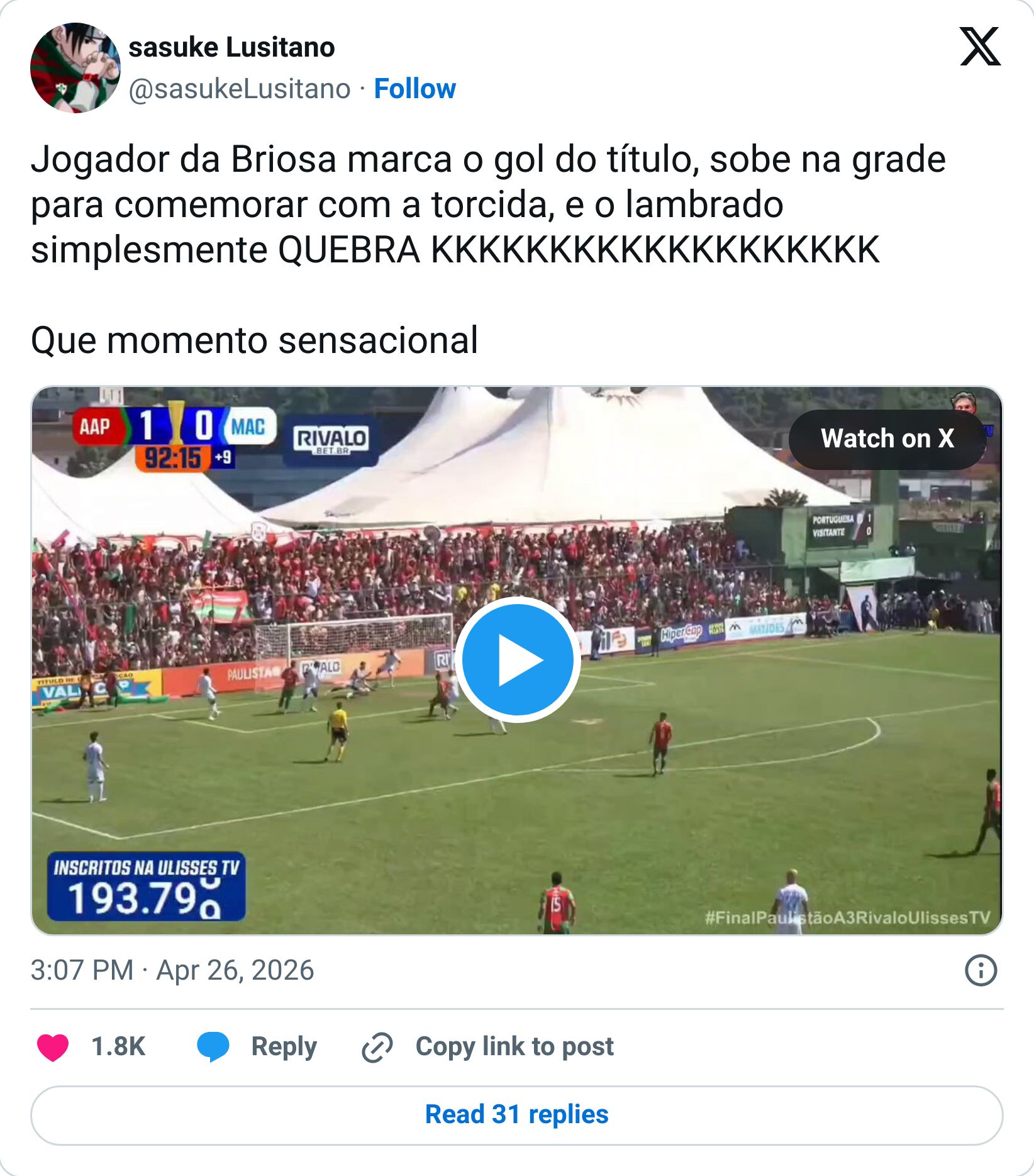 Tweet screenshot