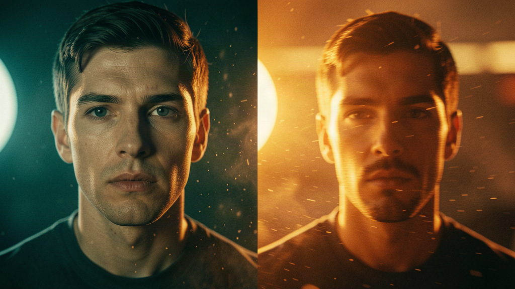 Keyframe dissolving into motion, golden hour film studio dailies