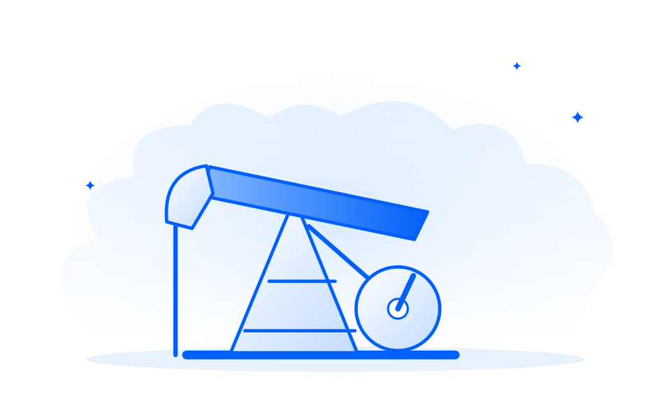 A blue line illustration of an oil pump.
