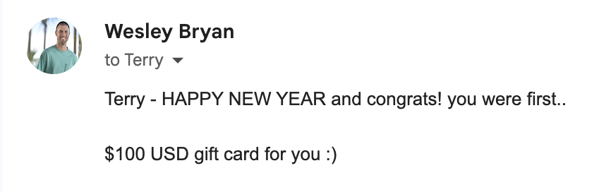 Bryan Brief giveaway winner confirmation