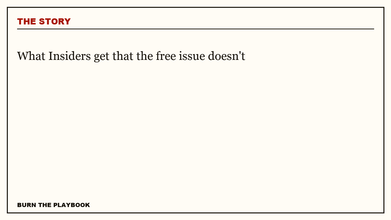 Record plate: What Insiders get that the free issue doesn't