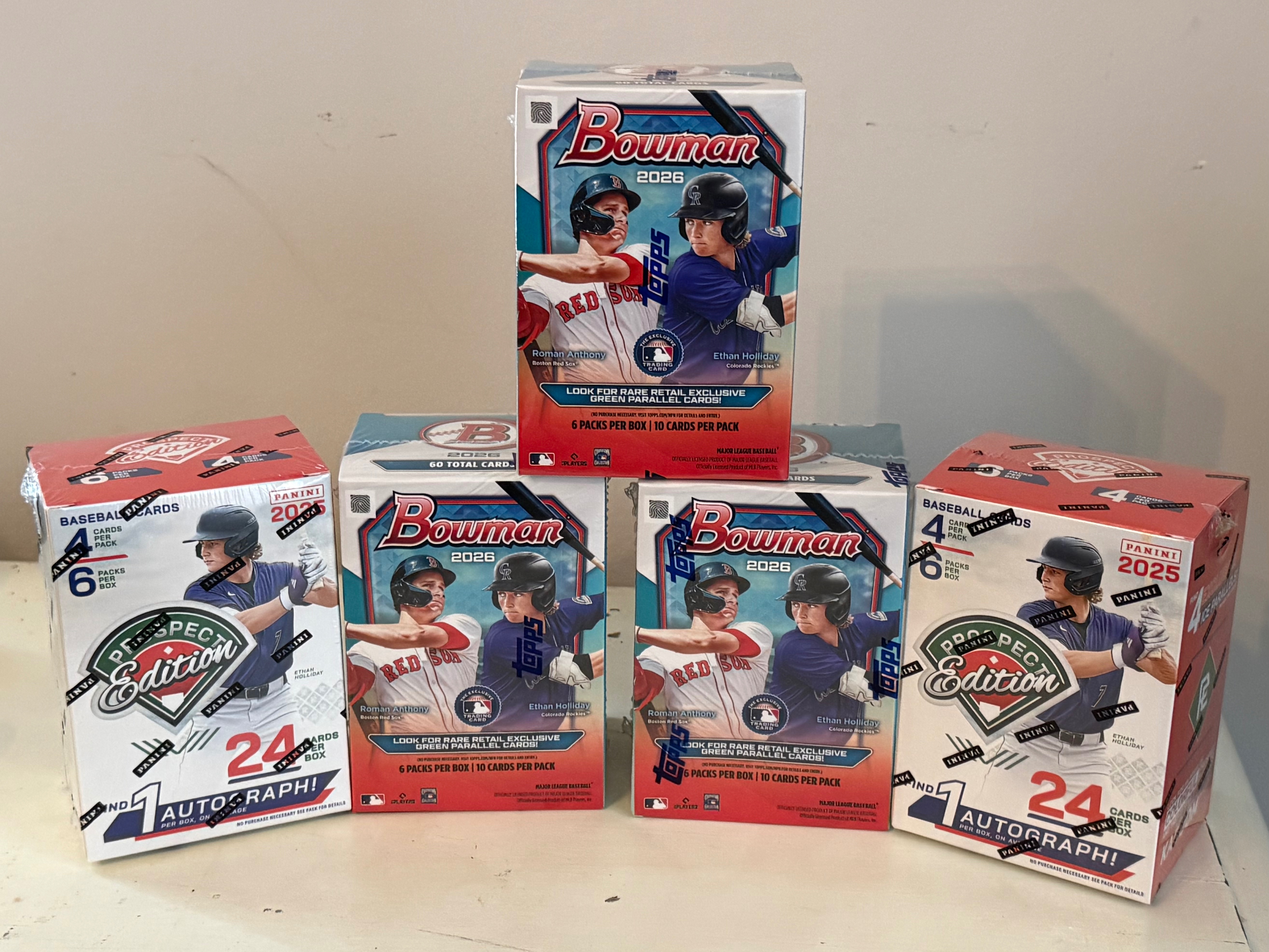 5 blaster rip — 3x 2026 Bowman, 2x Prospect Edition