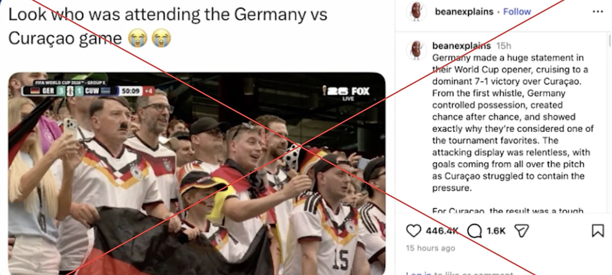 A mild-mannered German dad at a soccer match, redrawn by AI into the last person on earth he'd want to look like