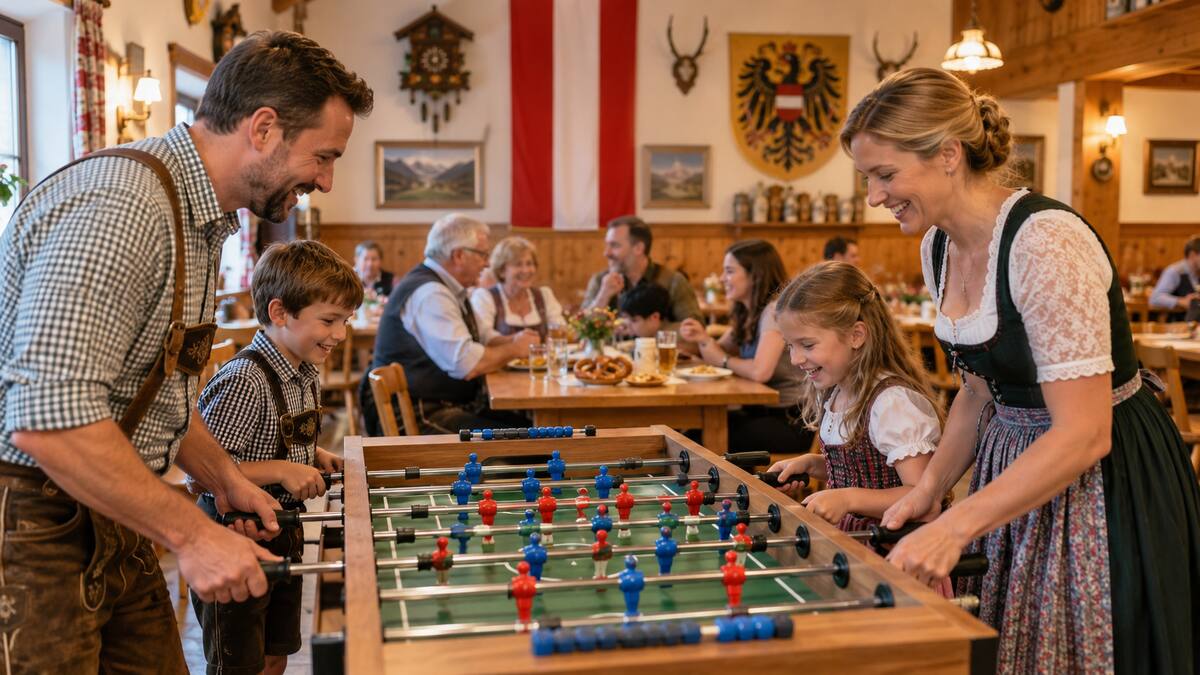 Families playing foosball together during a community club evening in Richmond British Columbia