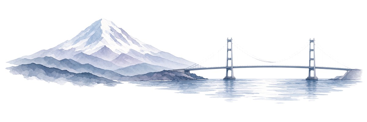 Mount Rainier and the Tacoma Narrows Bridge