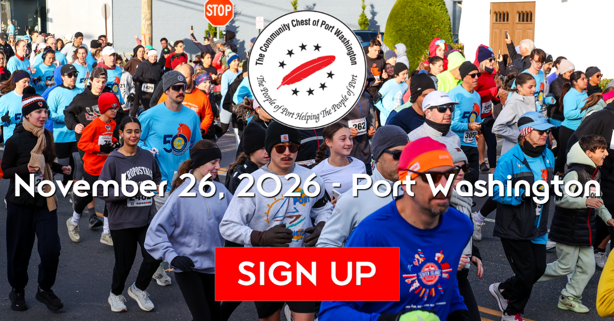 Official 2026 Port Washington Thanksgiving Day Run promotional artwork.